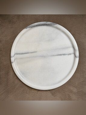 10” White Marble Serving Tray Cheese/Pastry Charcuterie Serve Board EUC